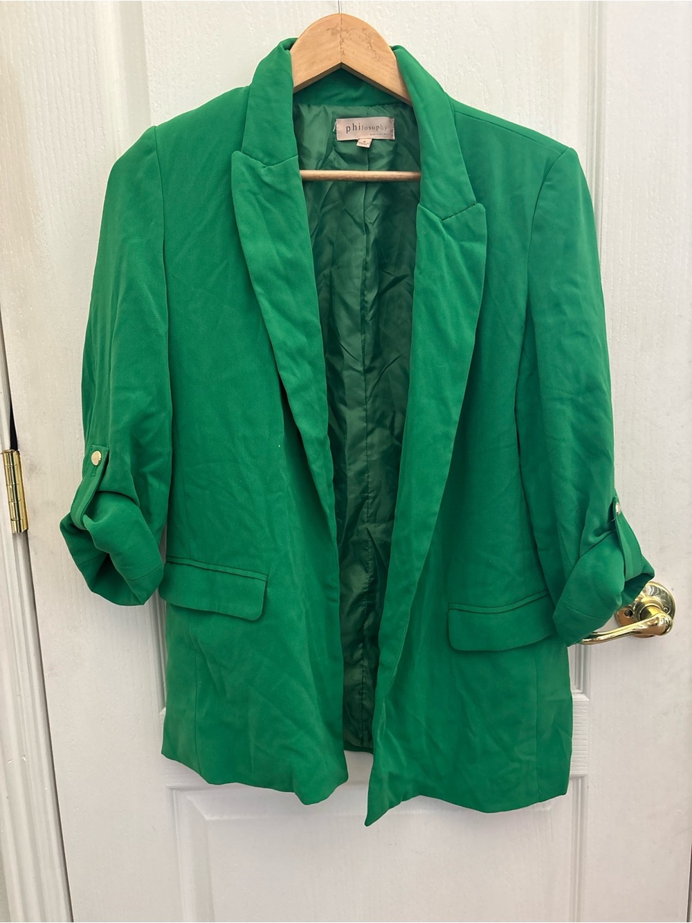 Philosophy Bright Green Roll-Sleeve Blazer
